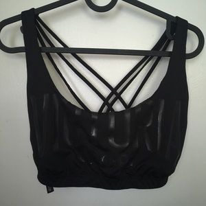 Sport bra, black VICTORIA criss cross